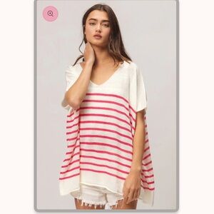 BiBi V-Neck Stripe Dolman Sleeve Top
